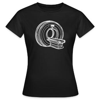 Radiologie-MRT-Scanner One Line Art Manip Radio - Frauen T-Shirt - Schwarz - Vorne - AI Model Female 172 dark (172cm)
