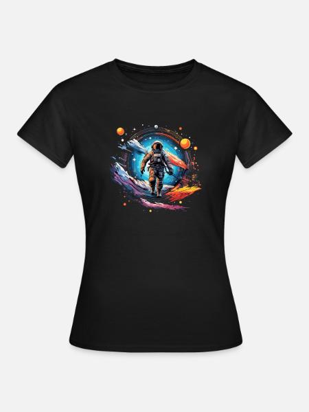Astronaut im Weltall Design - Frauen T-Shirt - Schwarz