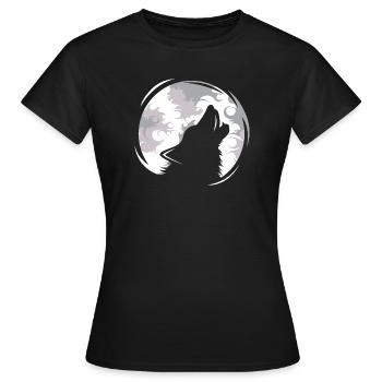 Wolf Wölfe jaulen Mond Abend Dunkel Tiere Natur - Frauen T-Shirt - Schwarz - Vorne - AI Model Female 172 dark (172cm)