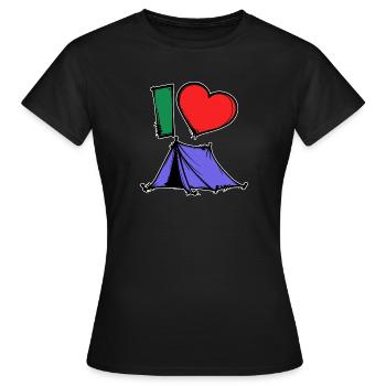 Déclaration de camping Randonneur Coeur Wanderlust Tentes - T-shirt Femme - noir - Devant - AI Model Female 172 dark (172cm)