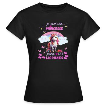 I'm a princess I love unicorns - Women's T-Shirt - black - Front - AI Model Female 172 dark (172cm)