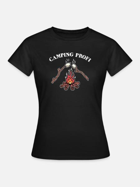 Campingplatz Lagerfeuer Statement Camping Wanderer - Frauen T-Shirt - Schwarz