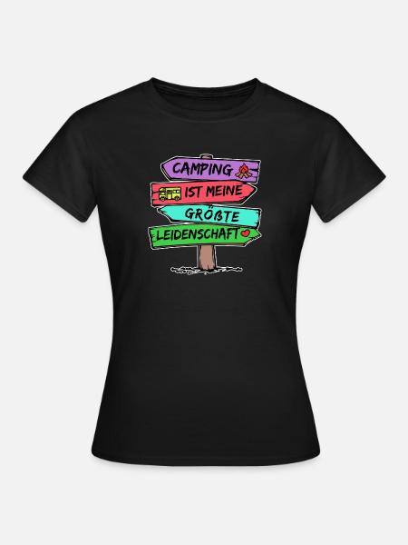 Camping Statement Wanderlust Wanderer Herz Camper - Frauen T-Shirt - Schwarz