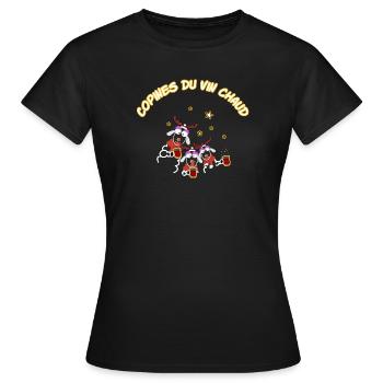 Copines du vin chaud marché de Noël - T-shirt Femme - noir - Devant - AI Model Female 172 dark (172cm)