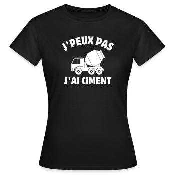 ciment, engin de chantier, chantier - T-shirt Femme - noir - Devant - AI Model Female 172 dark (172cm)