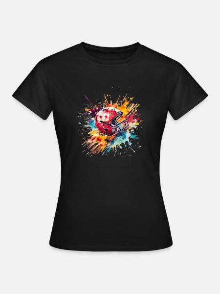 American Football Helmet Splash Color Explosion - Women's T-Shirt - black