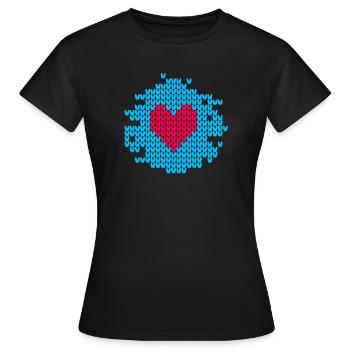Heart Knit Pattern Christmas ugly christmas Xmas - Women's T-Shirt - black - Front - AI Model Female 172 dark (172cm)