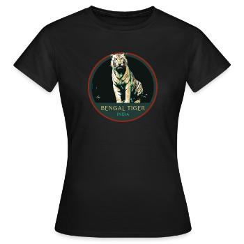 Bengalischer Tiger Porträt Aufnäher: Indische Fauna - Frauen T-Shirt - Schwarz - Vorne - AI Model Female 172 dark (172cm)