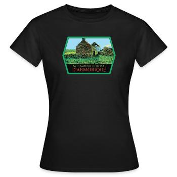 Parc Naturel regional Armorique Nature Authentique - T-shirt Femme - noir - Devant - AI Model Female 172 dark (172cm)