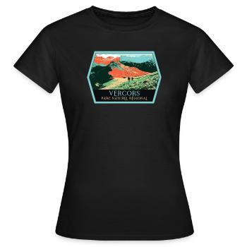 Randonnée Parc Naturel Vercors: Aventure Naturelle - T-shirt Femme - noir - Devant - AI Model Female 172 dark (172cm)