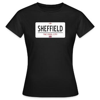 Panneau de la ville de Sheffield - T-shirt Femme - noir - Devant - AI Model Female 172 dark (172cm)