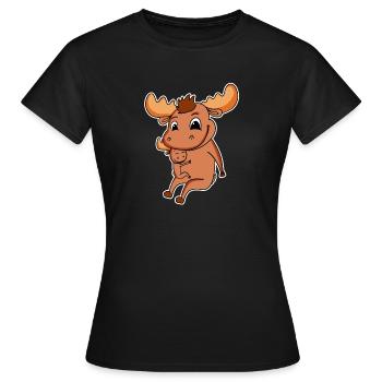 Moose Family - Moose with Baby - Women's T-Shirt - black - Front - AI Model Female 172 dark (172cm)