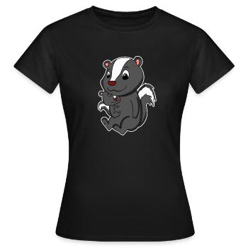 Skunk Family - Skunk with Baby - Women's T-Shirt - black - Front - AI Model Female 172 dark (172cm)