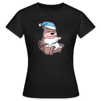 Belette avec oreiller et bonnet de somnolence - T-shirt Femme - noir - Devant - AI Model Female 172 dark (172cm)