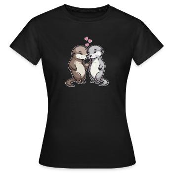 In Love Otter Hearts Love - Women's T-Shirt - black - Front - AI Model Female 172 dark (172cm)
