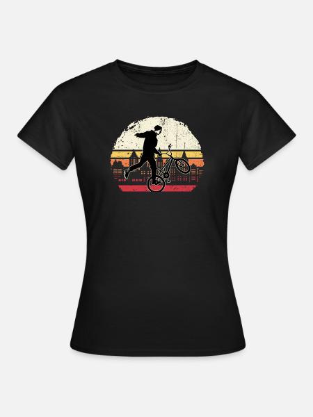 Sunset BMX Wheelie Silhouette - Frauen T-Shirt - Schwarz