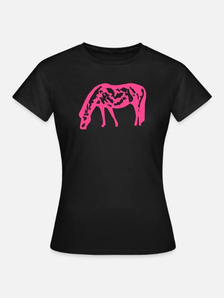 Pferd rosa pink - Frauen T-Shirt - Schwarz