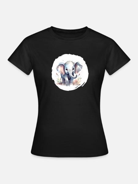 Aquarell Elefant - Frauen T-Shirt - Schwarz
