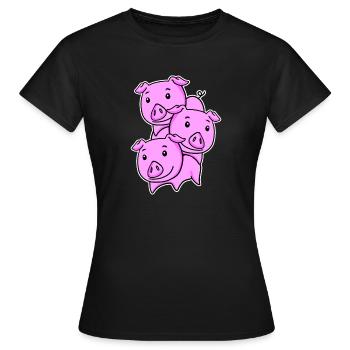 Cochons Cochon Cochon - T-shirt Femme - noir - Devant - AI Model Female 172 dark (172cm)