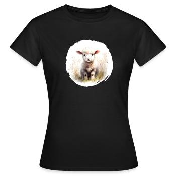 Aquarelle d’agneau - T-shirt Femme - noir - Devant - AI Model Female 172 dark (172cm)
