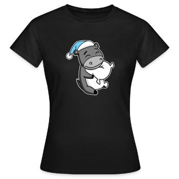 Âne avec oreiller et bonnet de sommeil - T-shirt Femme - noir - Devant - AI Model Female 172 dark (172cm)