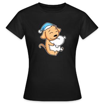 Dog with pillow and sleepy cap - Women's T-Shirt - black - Front - AI Model Female 172 dark (172cm)