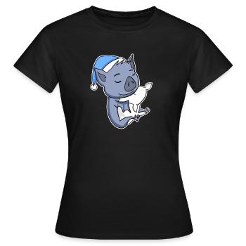 Bat with pillow and sleepy cap - Women's T-Shirt - black - Front - AI Model Female 172 dark (172cm)