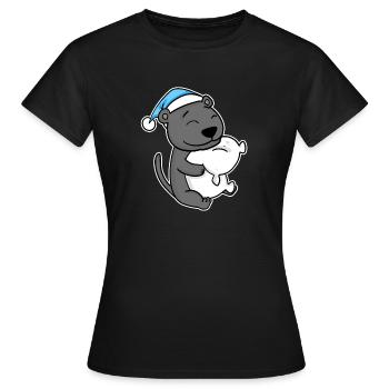 with pillow and sleepy cap - Women's T-Shirt - black - Front - AI Model Female 172 dark (172cm)