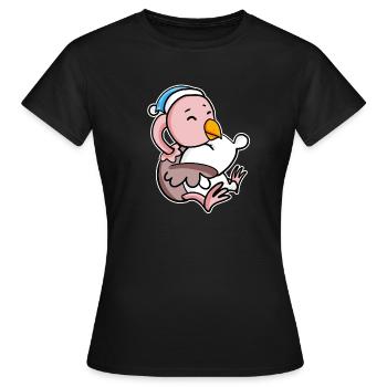Ostrich with pillow and sleepy cap - Women's T-Shirt - black - Front - AI Model Female 172 dark (172cm)