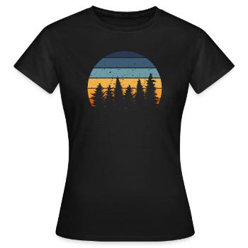Forêt nature arbre retro - T-shirt Femme - noir - Devant - AI Model Female 172 dark (172cm)
