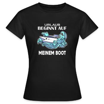 Boot - Frauen T-Shirt - Schwarz - Vorne - AI Model Female 172 dark (172cm)