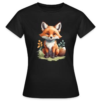 Mignon petit renard - T-shirt Femme - noir - Devant - AI Model Female 172 dark (172cm)