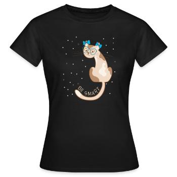 Cat, be smart - Women's T-Shirt - black - Front - AI Model Female 172 dark (172cm)