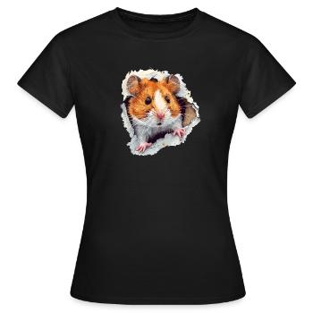 Hamster Hamster tête de hamster Hamster d’or Hamster nain - T-shirt Femme - noir - Devant - AI Model Female 172 dark (172cm)