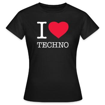 I LOVE TECHNO - Frauen T-Shirt - Schwarz - Vorne - AI Model Female 172 dark (172cm)
