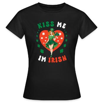 Embrasse-moi, je suis irlandaise - T-shirt Femme - noir - Devant - AI Model Female 172 dark (172cm)