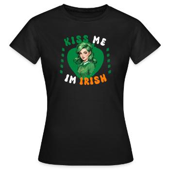 Embrasse-moi, je suis irlandaise - T-shirt Femme - noir - Devant - AI Model Female 172 dark (172cm)