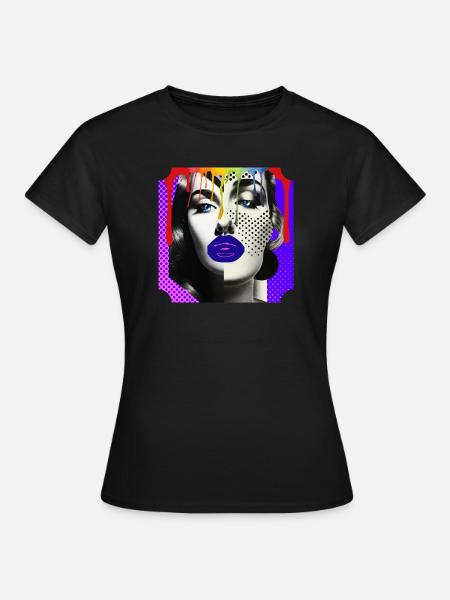 Bunte Pop-Art-Fotocollage - Frauen T-Shirt - Schwarz