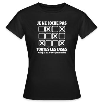 personne, personnalité, différent - T-shirt Femme - noir - Devant - AI Model Female 172 dark (172cm)