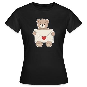 Teddybär mit Liebesbrief Herz Liebe - Frauen T-Shirt - Schwarz - Vorne - AI Model Female 172 dark (172cm)