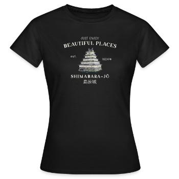 Château de Shimabara, Japon, Beaux Endroits Dessin - T-shirt Femme - noir - Devant - AI Model Female 172 dark (172cm)