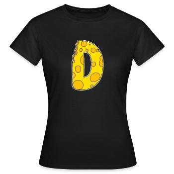 Lettre D - Lettre initiale D - Motif Fromage - T-shirt Femme - noir - Devant - AI Model Female 172 dark (172cm)