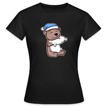 Ours avec oreiller et bonnet de couchage - T-shirt Femme - noir - Devant - AI Model Female 172 dark (172cm)