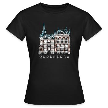 Oldenburg, Old Town, Germany Drawing - Women's T-Shirt - black - Front - AI Model Female 172 dark (172cm)