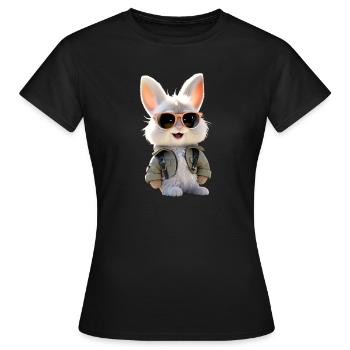 Hase Kaninchen Feldhase Bunny Geschenk Süße Hasen - Frauen T-Shirt - Schwarz - Vorne - AI Model Female 172 dark (172cm)