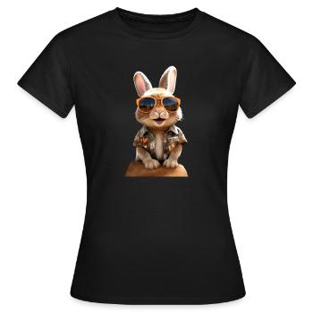 Hase Kaninchen Feldhase Bunny Geschenk Süße Hasen - Frauen T-Shirt - Schwarz - Vorne - AI Model Female 172 dark (172cm)
