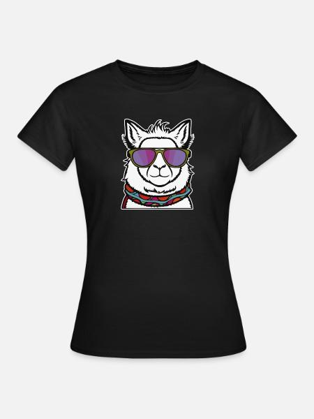 Cooles Lama - Frauen T-Shirt - Schwarz