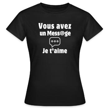 Nachricht, SMS, Ich liebe dich, Valentinstag - Frauen T-Shirt - Schwarz - Vorne - AI Model Female 172 dark (172cm)