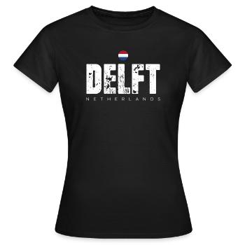 Delft Distressed Wordmark - Women's T-Shirt - black - Front - AI Model Female 172 dark (172cm)