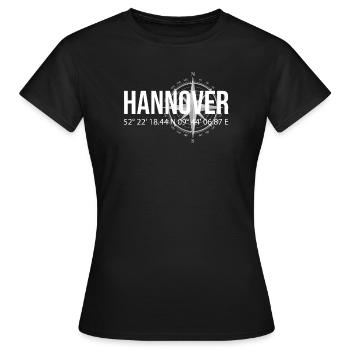 Koordinaten Hannover - Frauen T-Shirt - Schwarz - Vorne - AI Model Female 172 dark (172cm)